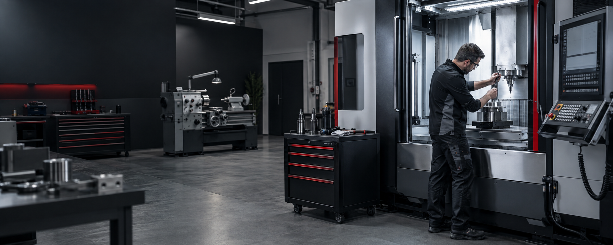 Service work on a CNC machine tool