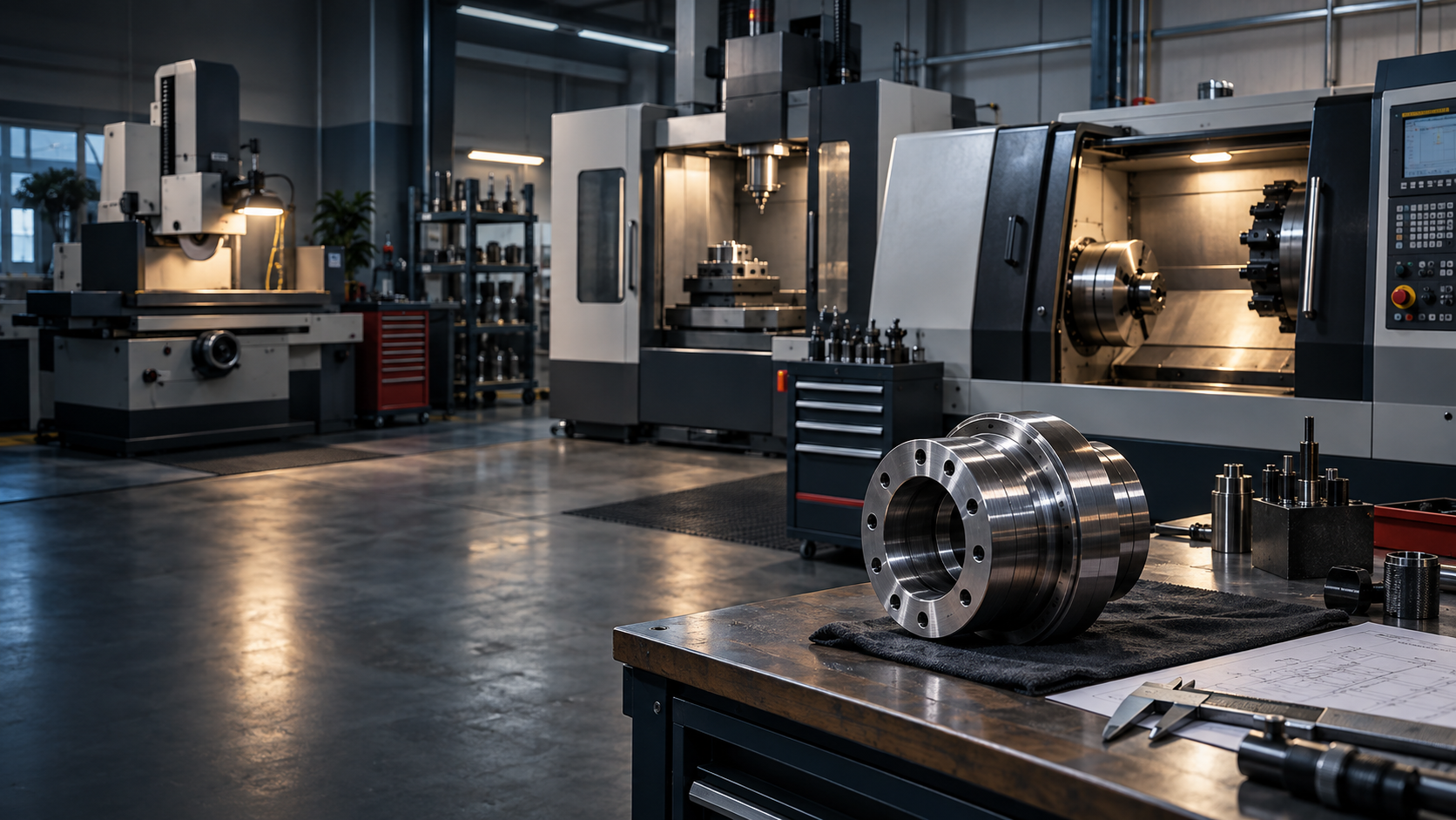 Technische Darstellung der Bearbeitung eines Bauteils